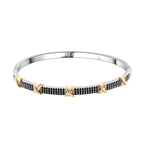Black Cubic Zirconia Criss Cross Bangle (Size - 7.5) 10.00 Ct.