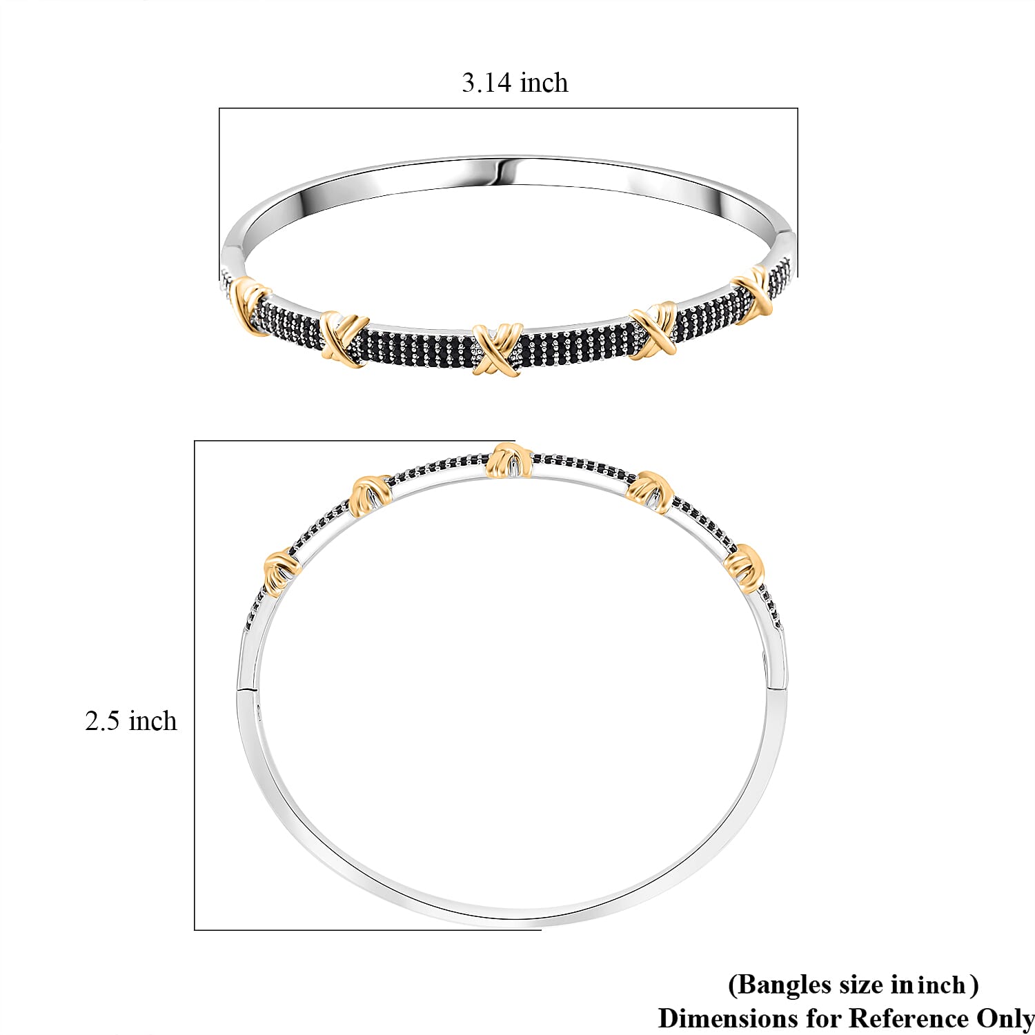 Black Cubic Zirconia Criss Cross Bangle (Size - 7.5) 10.00 Ct.