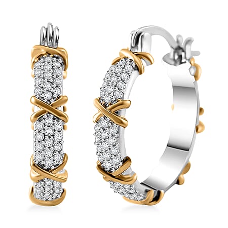 White Cubic Zirconia Criss Cross Earring with Clasp White Cubic Zirconia Criss Cross Earring with Clasp