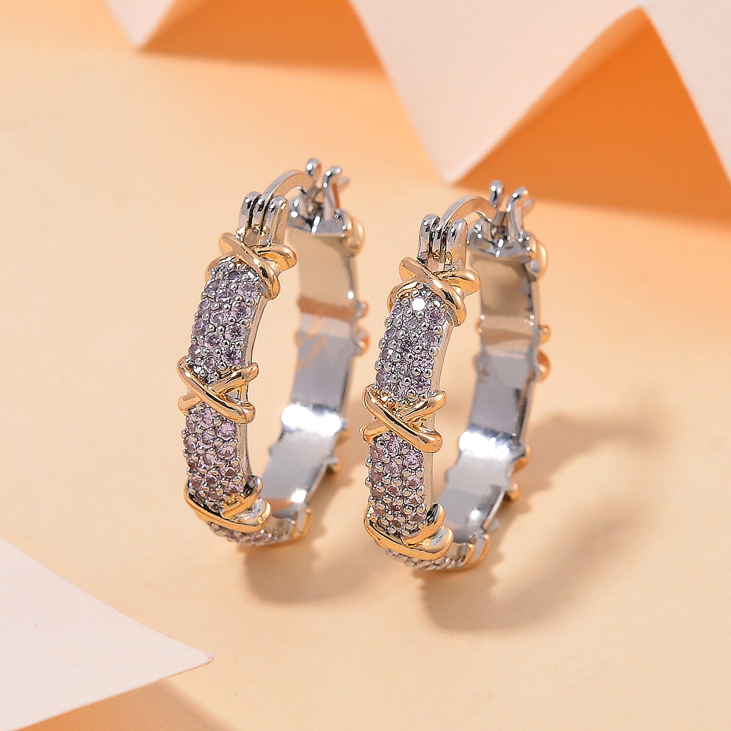 Pink Cubic Zirconia Criss Cross Earring with Clasp 5.00 Ct.