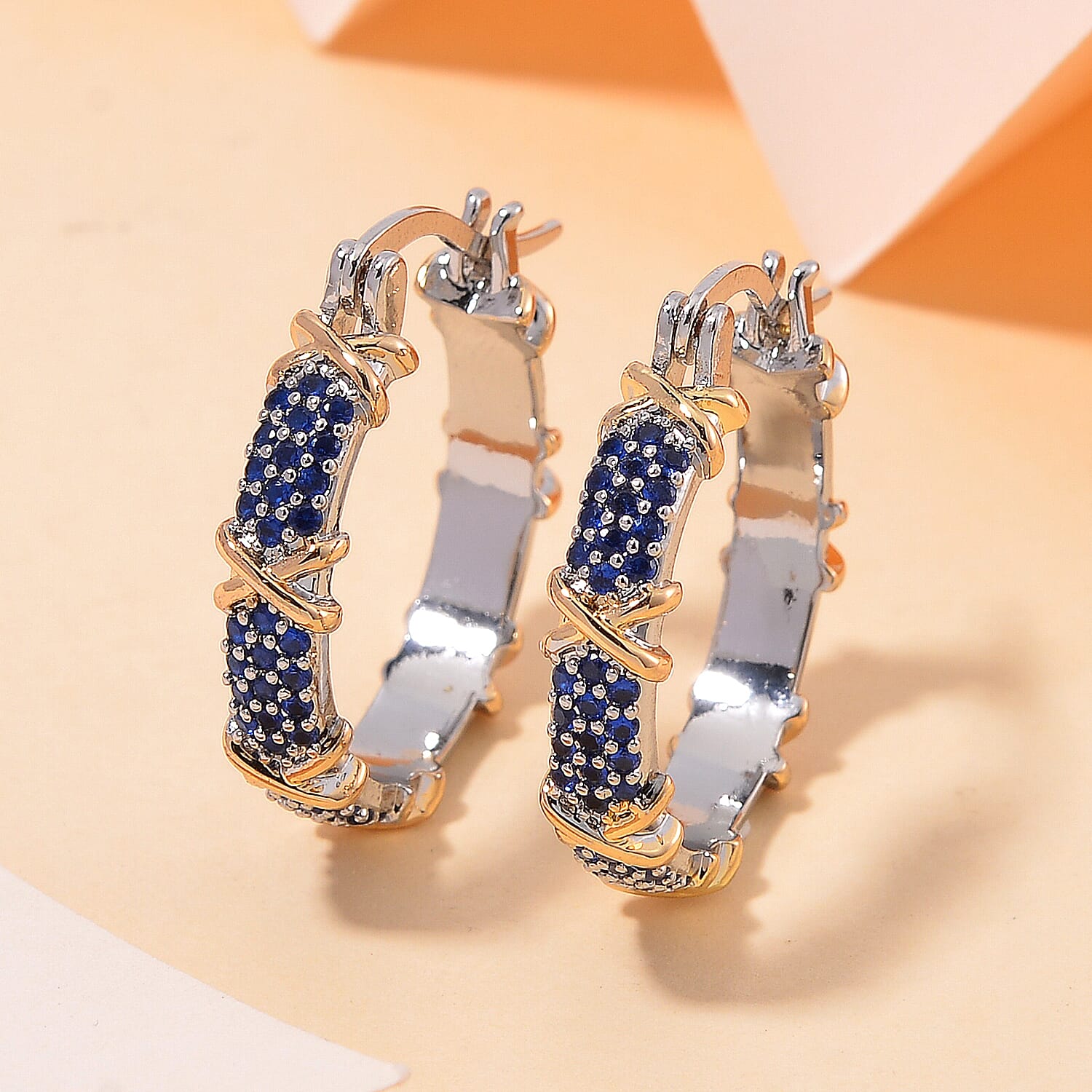 Blue Cubic Zirconia Earring Pure White Brass  5.000  Ct.