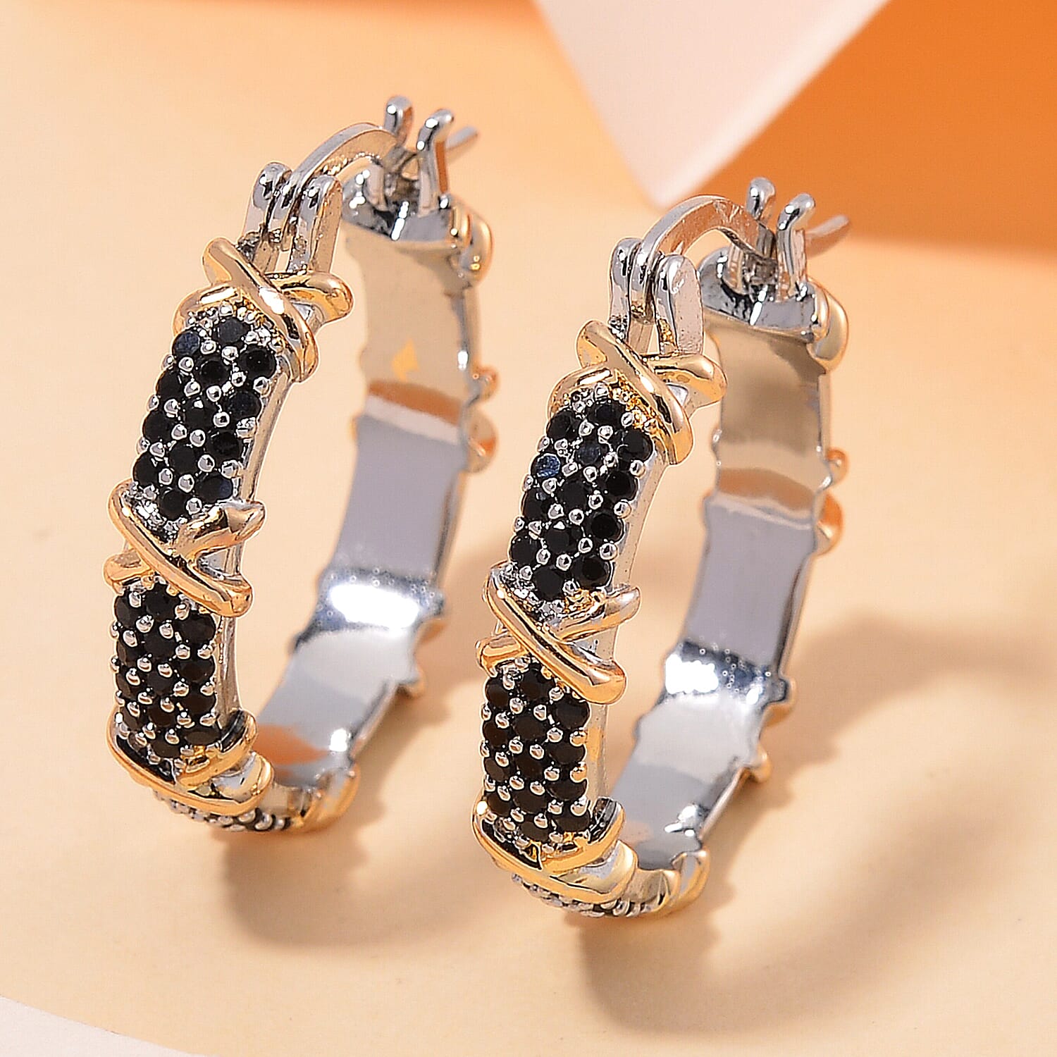 Black Cubic Zirconia Earring Pure White Brass  5.000  Ct.