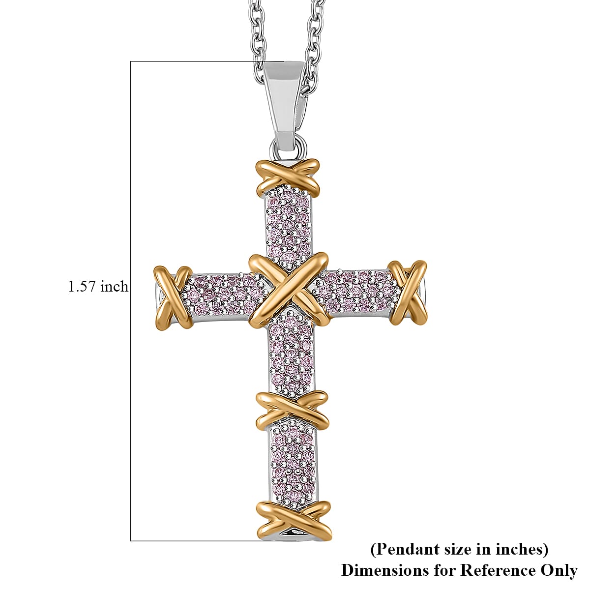 Pink Cubic Zirconia Necklace (Size - 20) Pure White Brass  3.500  Ct.