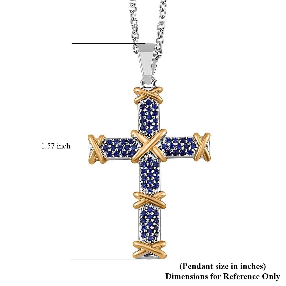 Blue Cubic Zirconia Necklace (Size - 20) Pure White Brass  3.500  Ct.