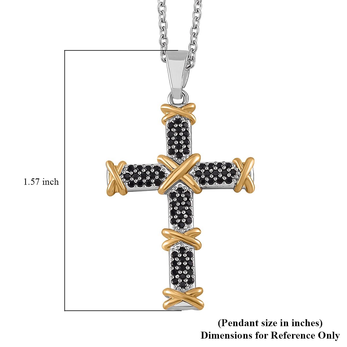 Black Cubic Zirconia Necklace (Size - 20) Pure White Brass  3.500  Ct.