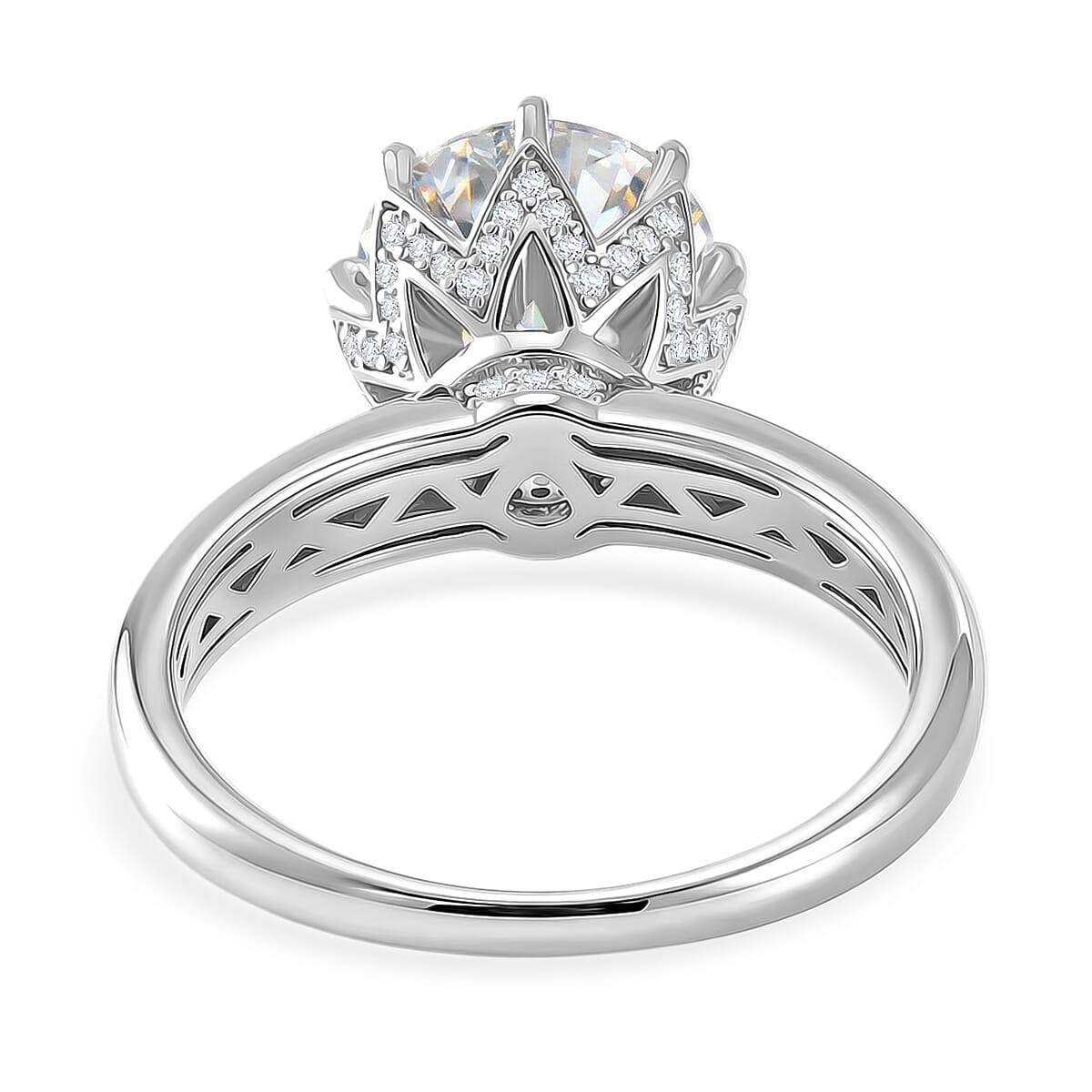 D'Joy GRA Certified Moissanite (VVS-D) Solitaire Ring in Rhodium Overlay Sterling Silver 3.00 Ct.