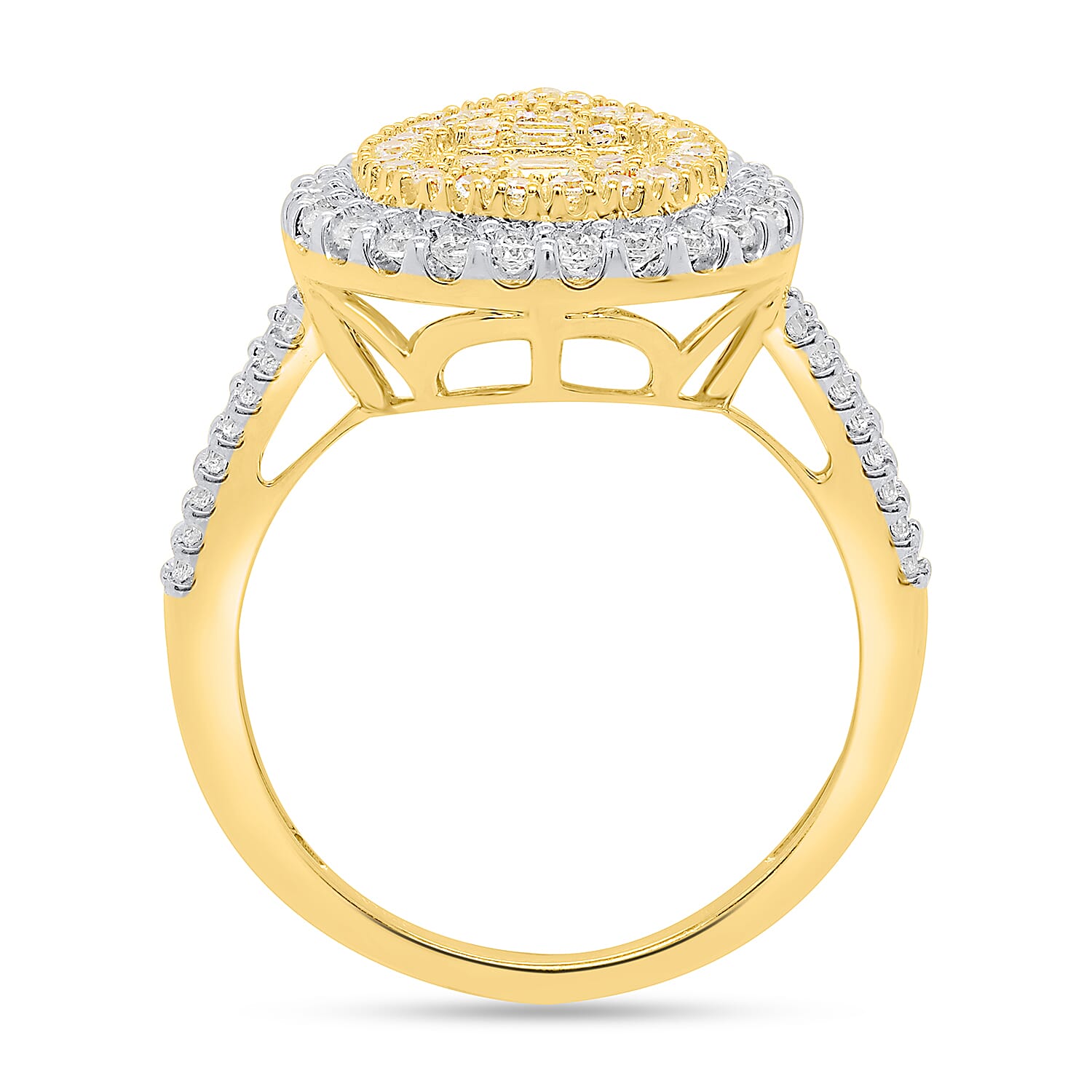 NY Closeout Deal - 14K Yellow Gold Earth Mined Arygle Yellow Diamond and  White Diamond Pear Ring 1.00 Ct, Gold Wt. 3.50 Gms