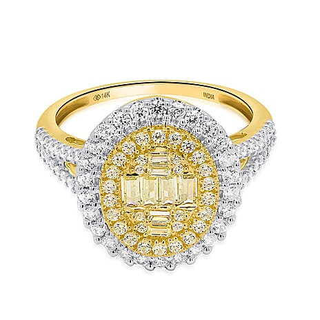 NY Closeout Deal - 14K Yellow Gold  Natural Argyle Yellow Diamond and Natural White Diamond Oval Ring 1.00 Ct, Gold Wt. 3.50 Gms