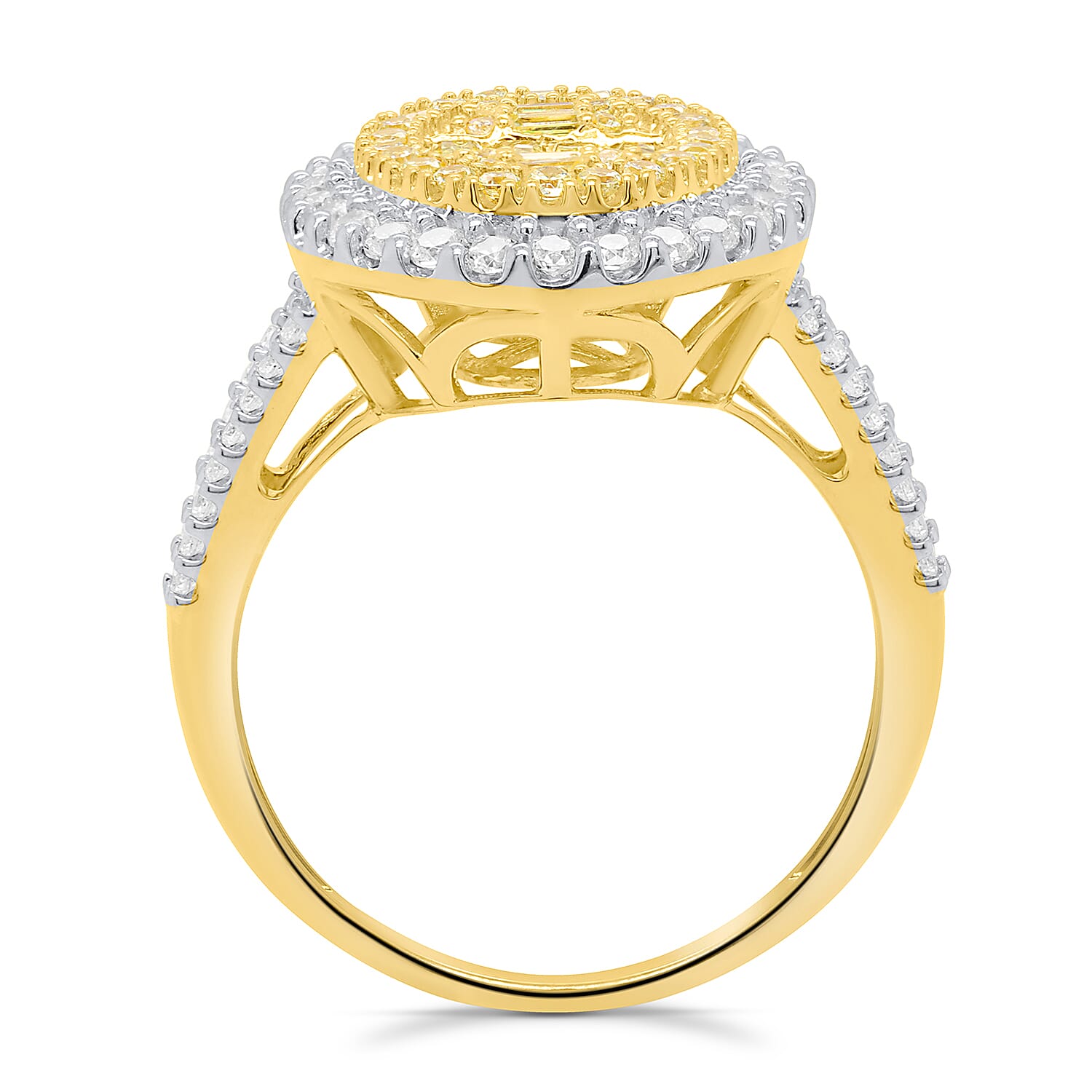 NY Closeout Deal - 14K Yellow Gold  Natural Argyle Yellow Diamond and Natural White Diamond Oval Ring 1.00 Ct, Gold Wt. 3.50 Gms