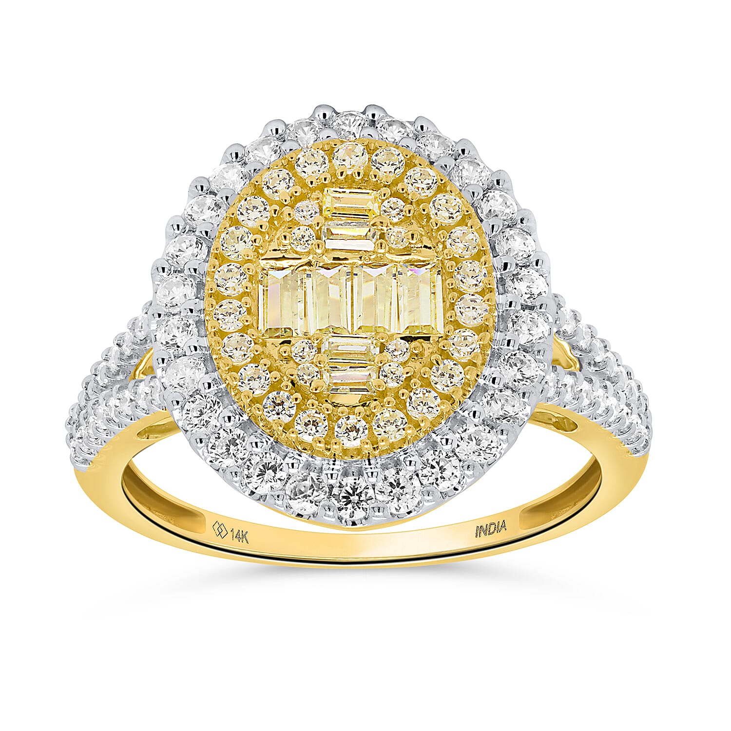 NY Closeout Deal - 14K Yellow Gold Earth Mined Arygle NATURAL Yellow Diamond Ring 1.00 Ct, Gold Wt. 3.50 Gms- Oval