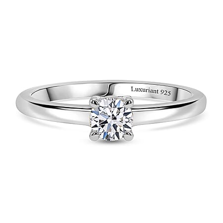 LUXURIANT Lab Grown Diamond Solitaire Ring in Platinum Overlay Sterling Silver (SI-G-H) LUXURIANT Lab Grown Diamond Solitaire Ring in Platinum Overlay Sterling Silver (SI-G-H)
