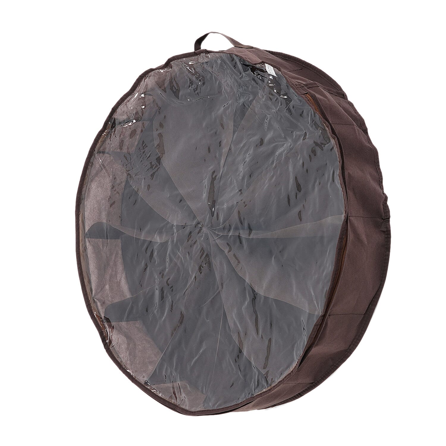 Round Non-Woven Underbed Shoe Storage Organiser Bag (Size 75x15cm) - Brown