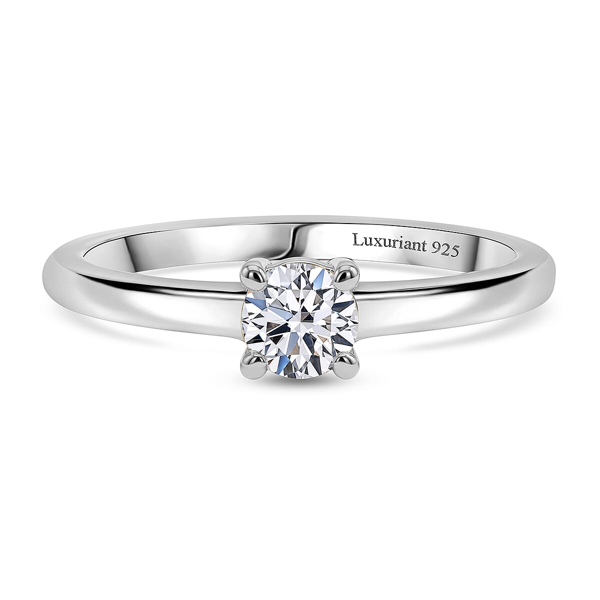 Luxuriant - Lab Grown Diamond (SI-G-H) Solitaire Ring in Platinum Overlay Sterling Silver 0.26 Ct.