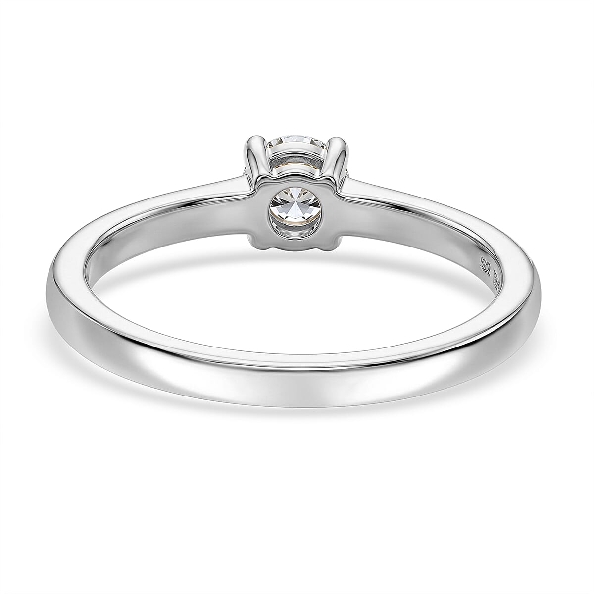 Luxuriant - Lab Grown Diamond (SI-G-H) Solitaire Ring in Platinum Overlay Sterling Silver 0.26 Ct.