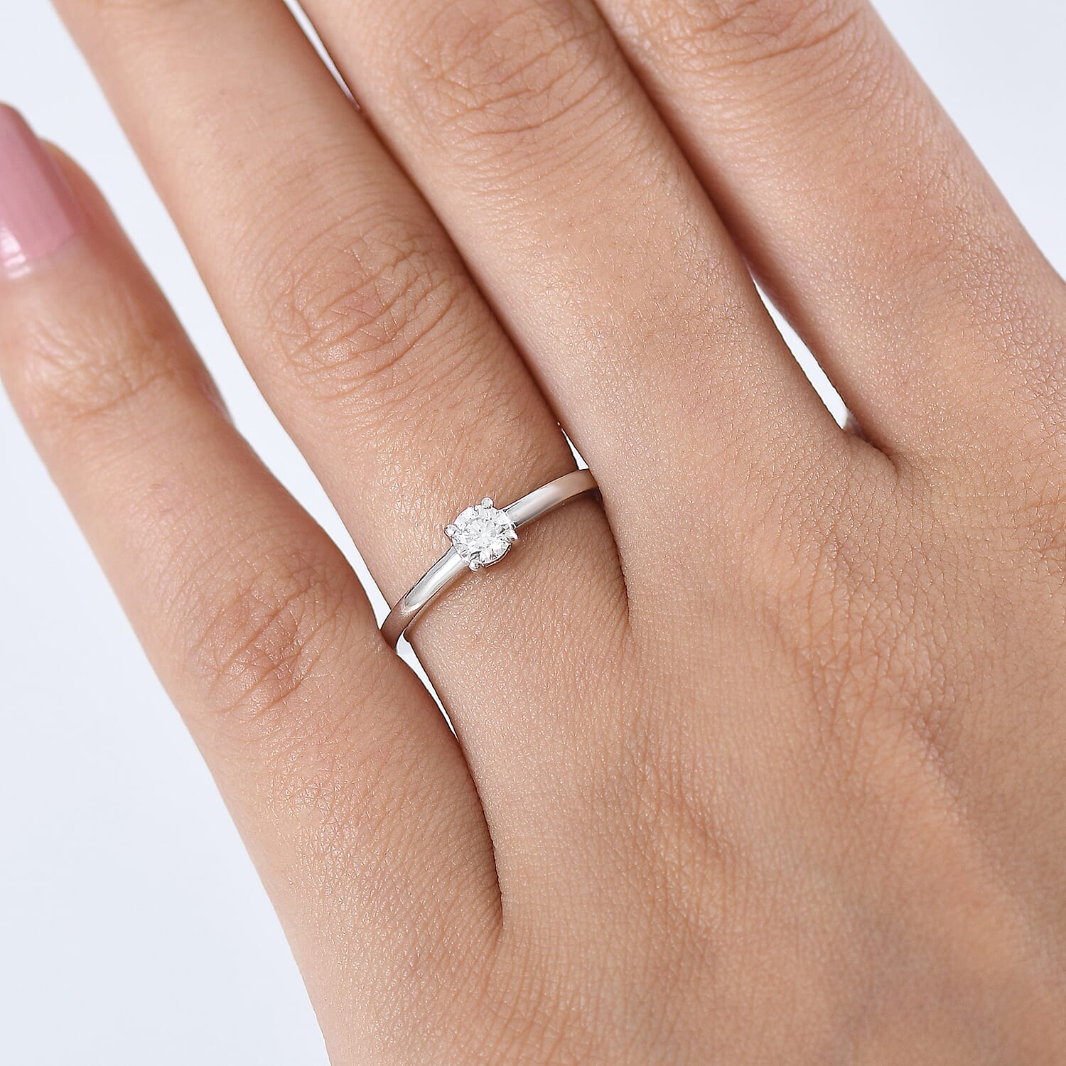 Luxuriant - Lab Grown Diamond (SI-G-H) Solitaire Ring in Platinum Overlay Sterling Silver 0.26 Ct.