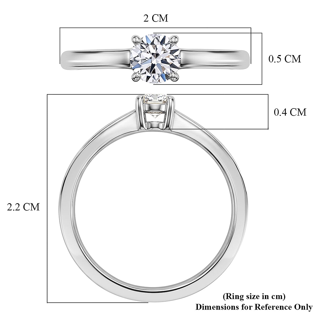 Luxuriant - Lab Grown Diamond (SI-G-H) Solitaire Ring in Platinum Overlay Sterling Silver 0.26 Ct.