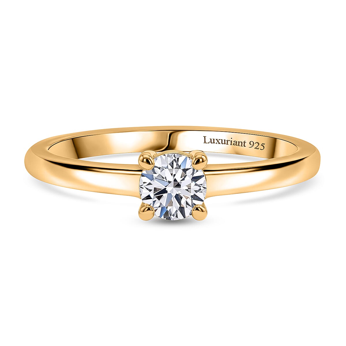 Luxuriant - Lab Grown Diamond (SI-G-H) Solitaire Ring in 18K Vermeil Yellow Gold Plated Sterling Silver 0.26 Ct.