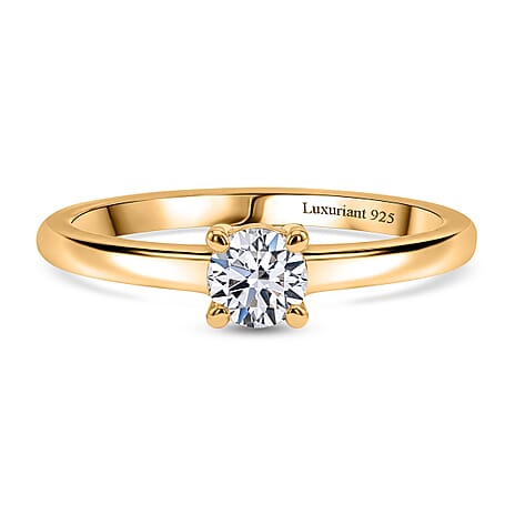 Luxuriant - Lab Grown Diamond (SI-G-H) Solitaire Ring in 18K Vermeil Yellow Gold Plated Sterling Silver 0.26 Ct.