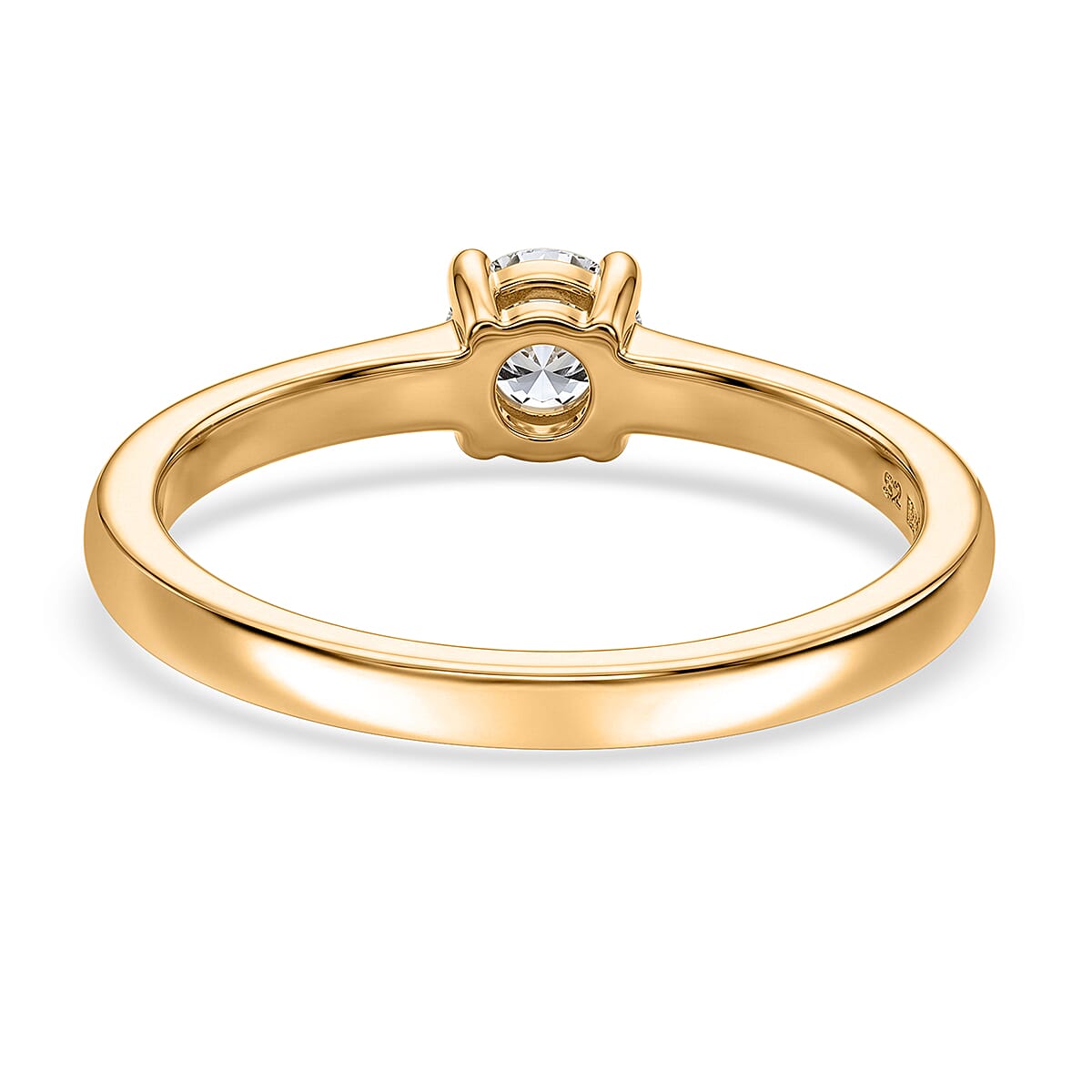 Luxuriant - Lab Grown Diamond (SI-G-H) Solitaire Ring in 18K Vermeil Yellow Gold Plated Sterling Silver 0.26 Ct.