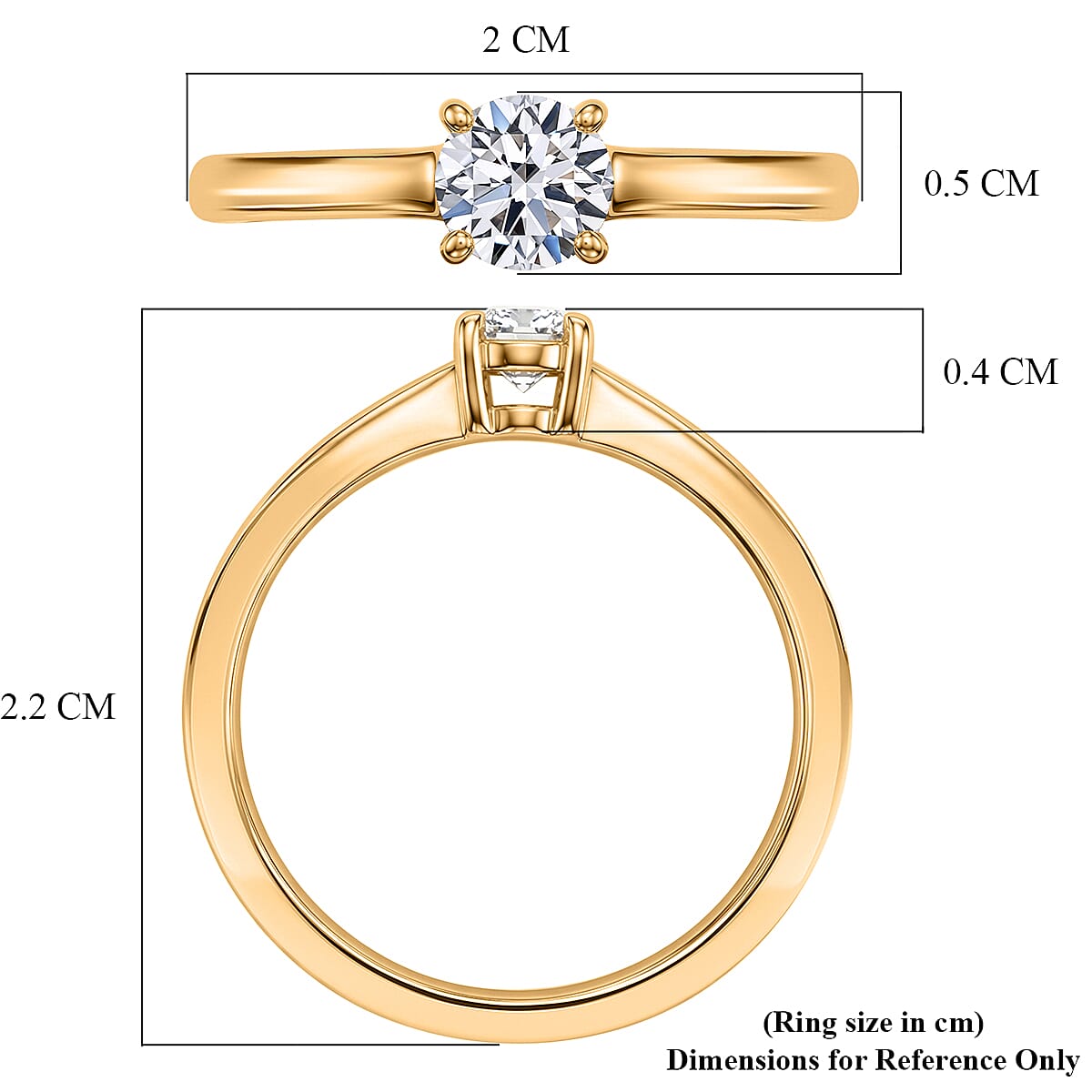 Luxuriant - Lab Grown Diamond (SI-G-H) Solitaire Ring in 18K Vermeil Yellow Gold Plated Sterling Silver 0.26 Ct.