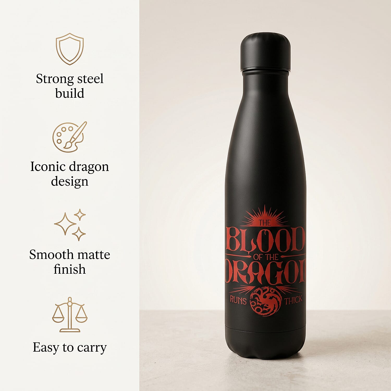 House Of The Dragon - Blood Of The Dragon Metal Water Bottle - Red