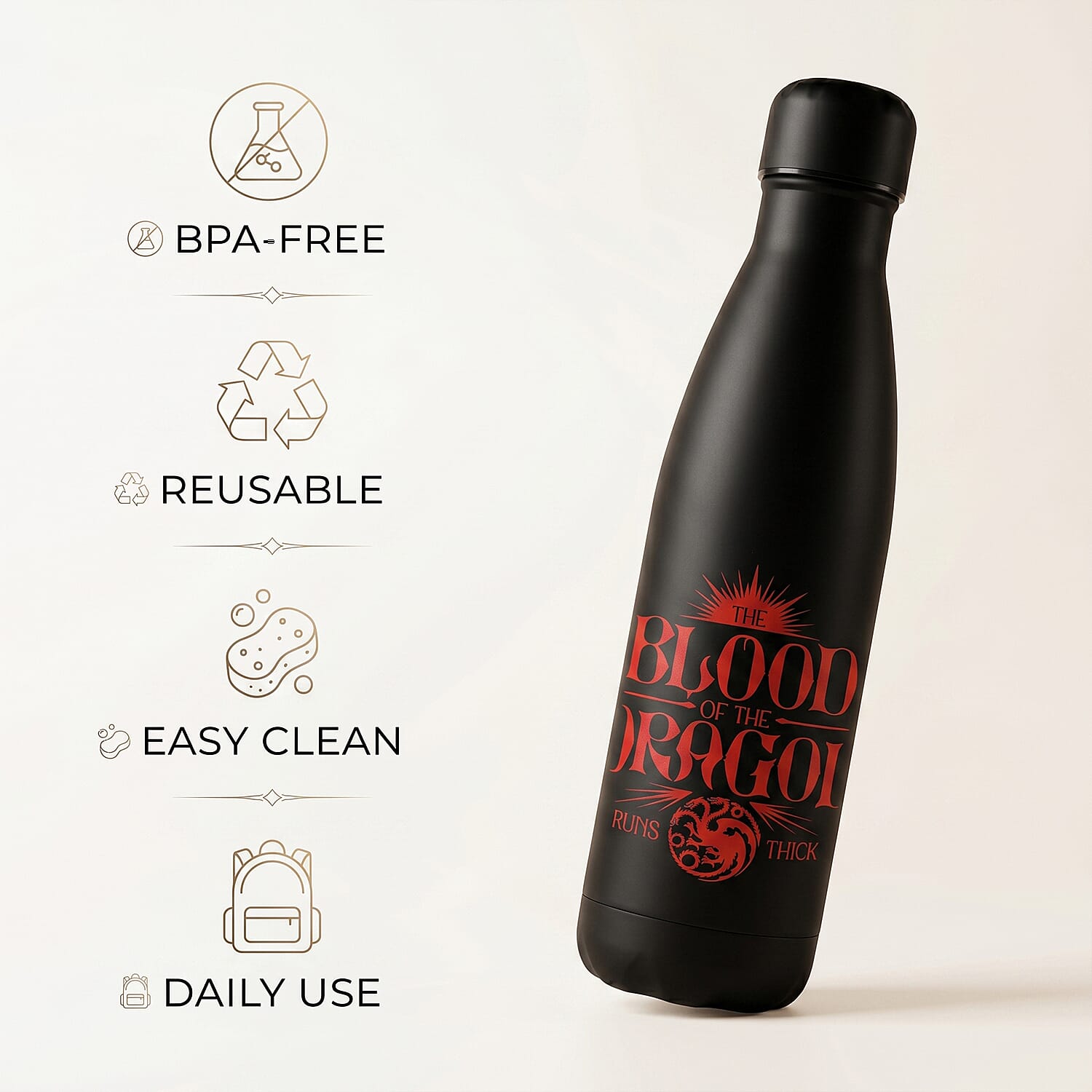 House Of The Dragon - Blood Of The Dragon Metal Water Bottle - Red