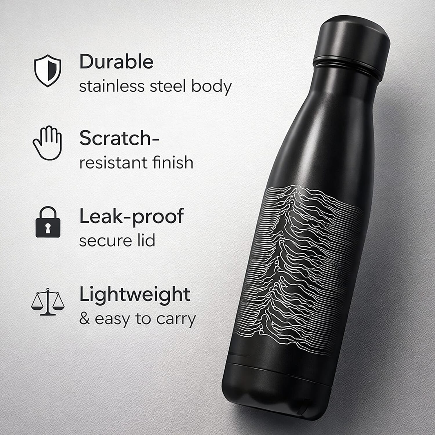 Joy Division Metal Drinks Stainless Steel Bottle - Black