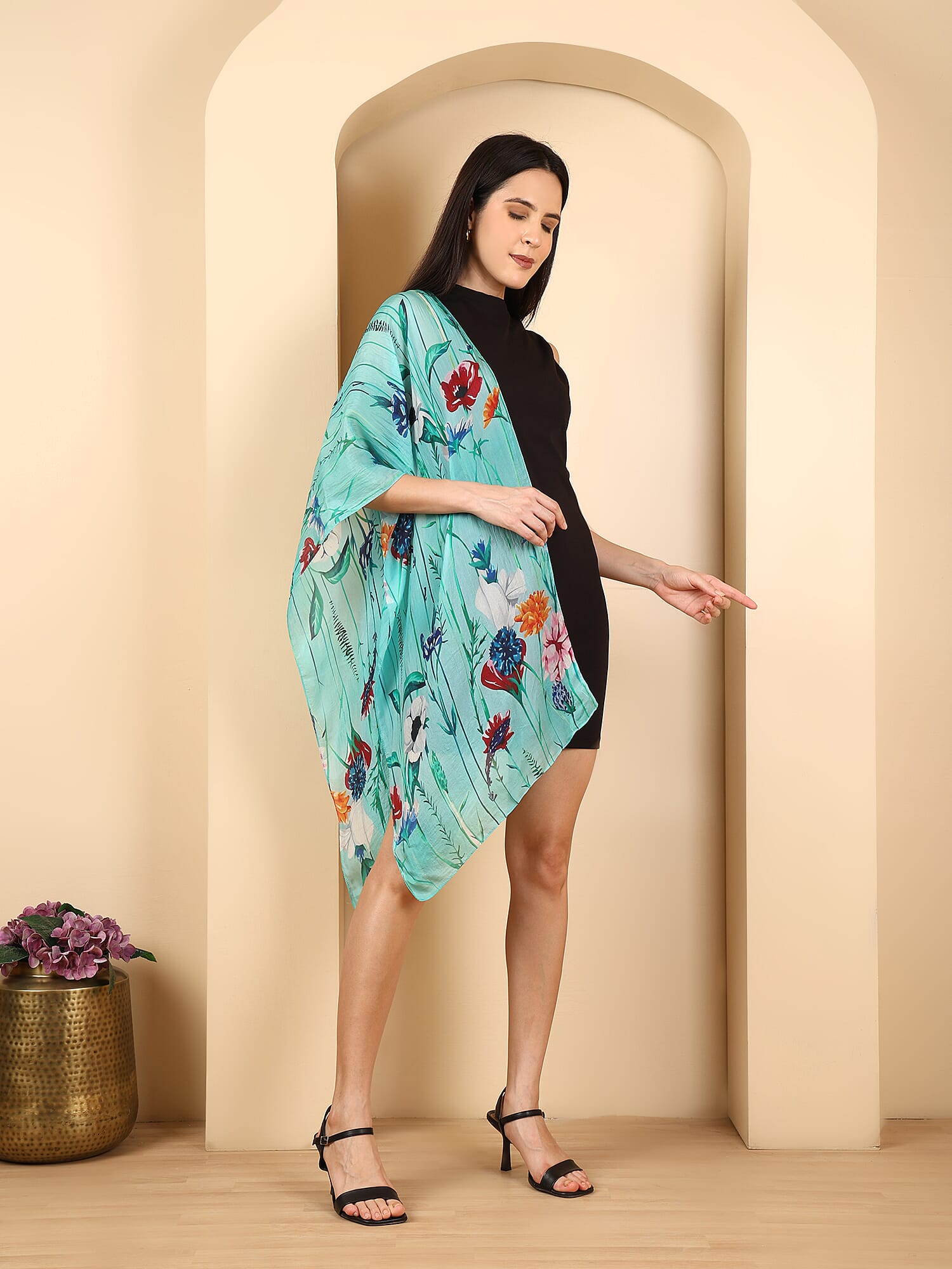 La Marey Signature Silk Scarf (Size 50 x 175 m) - Aqua