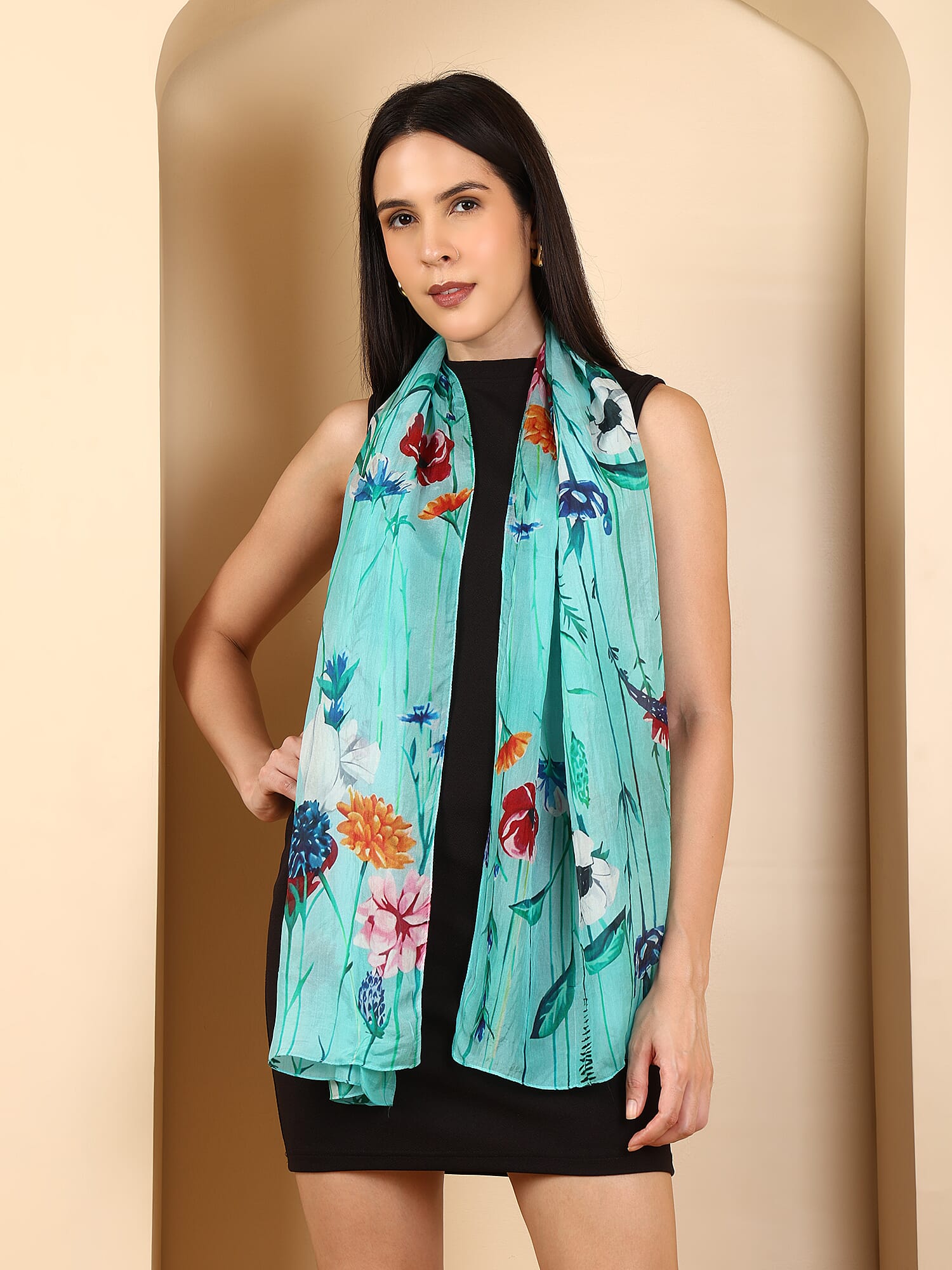 La Marey Signature Silk Scarf (Size 50 x 175 m) - Aqua