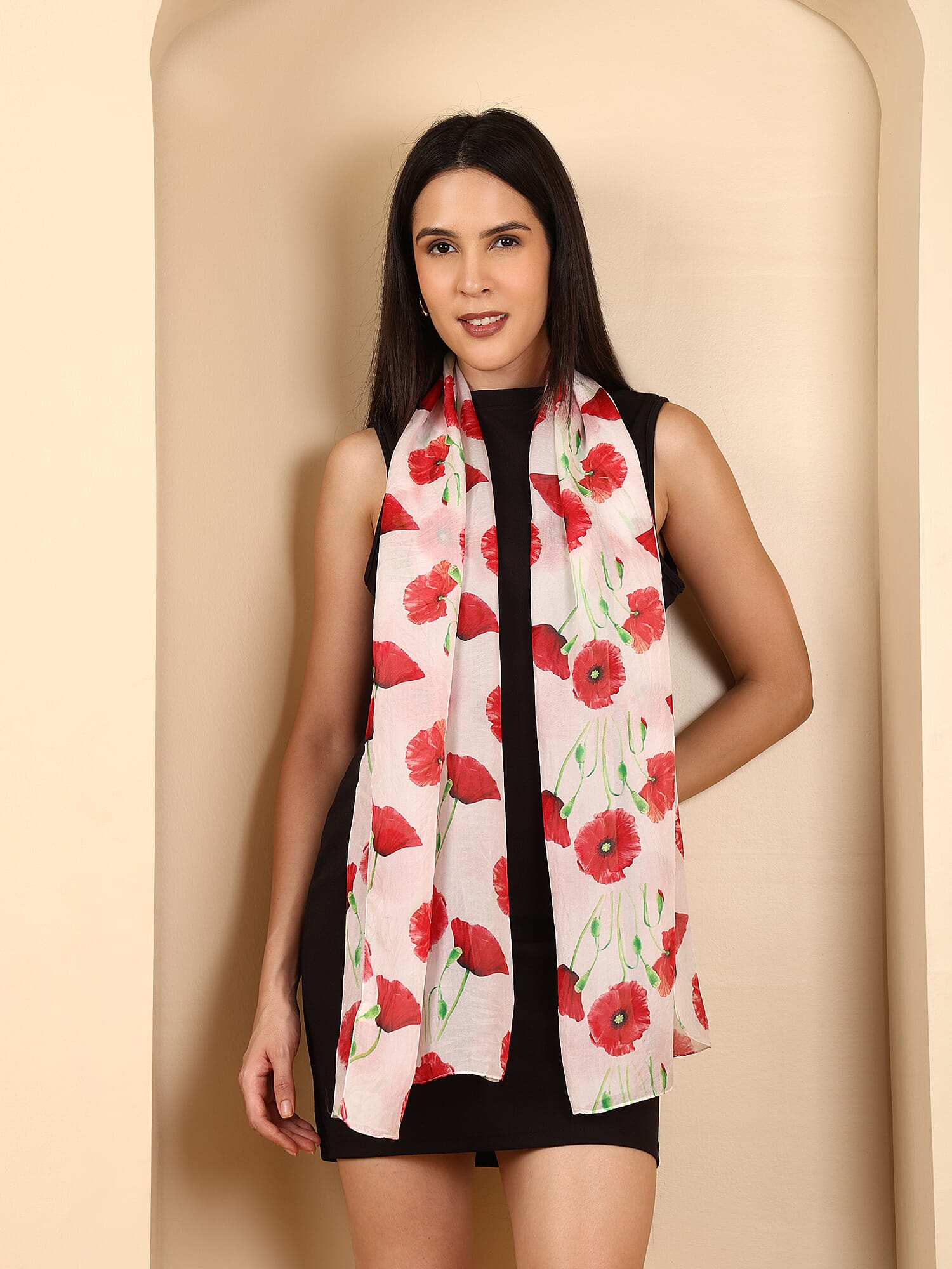 La Marey Signature Silk Scarf (Size 50 x 175 m) - Red