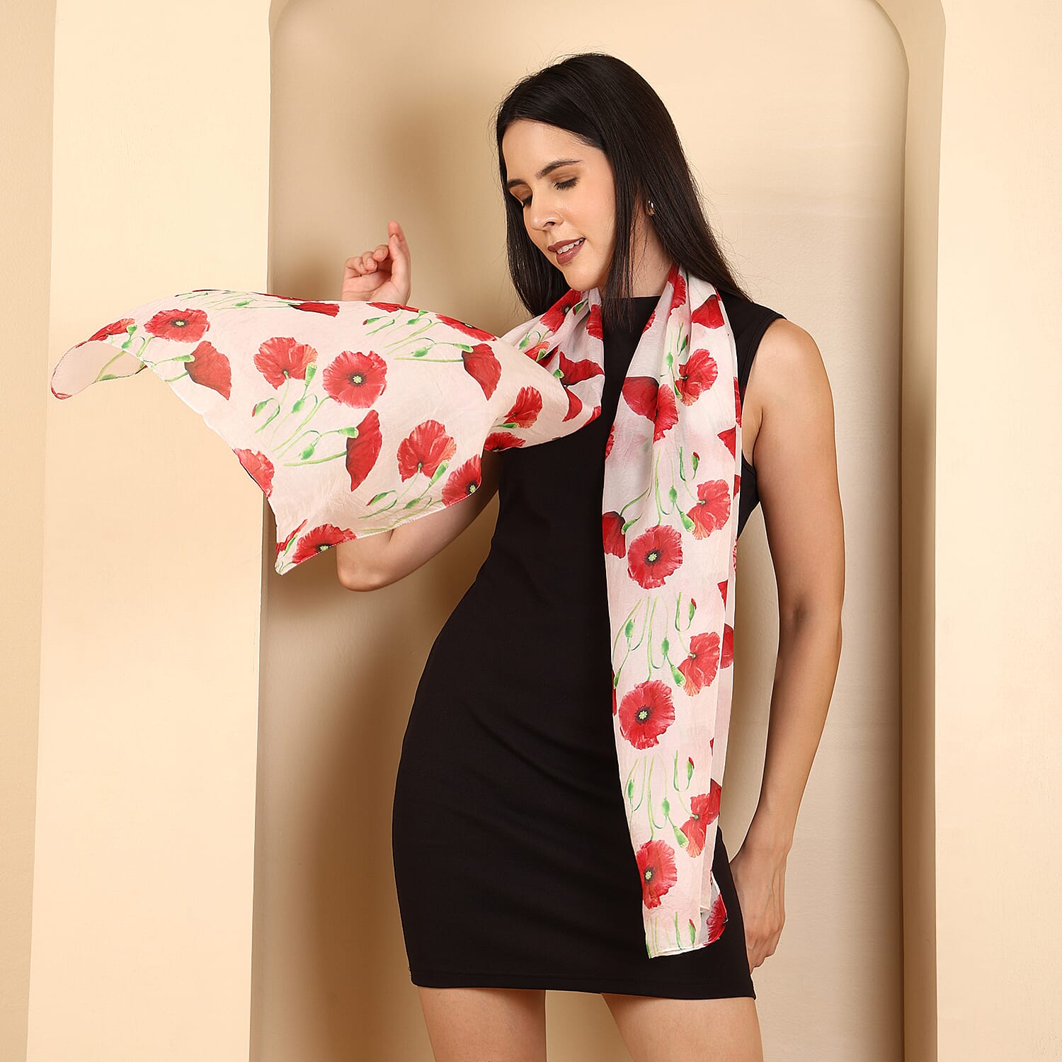 La Marey Signature Silk Scarf (Size 50 x 175 m) - Red
