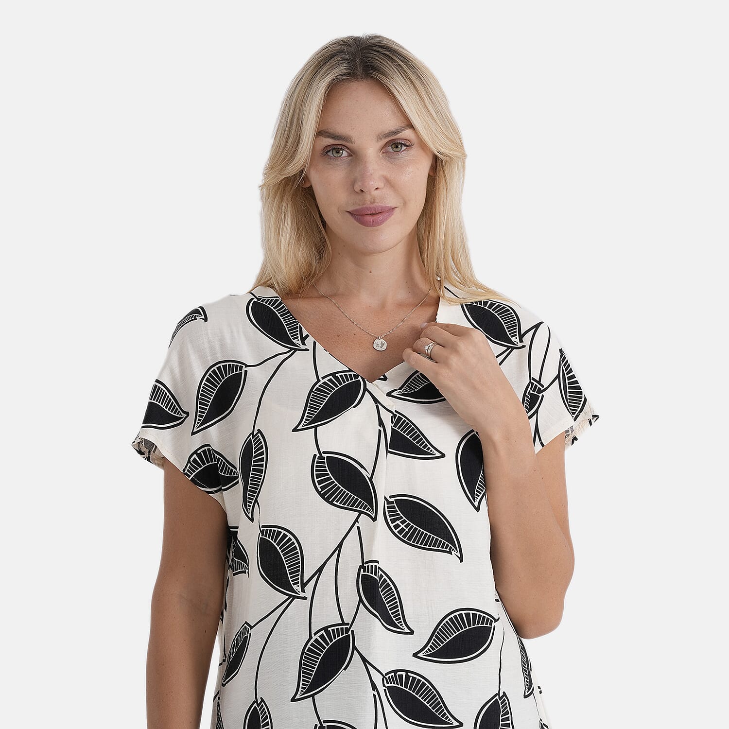 La Marey Patterned Blouse (Size - Large) - Beige Black