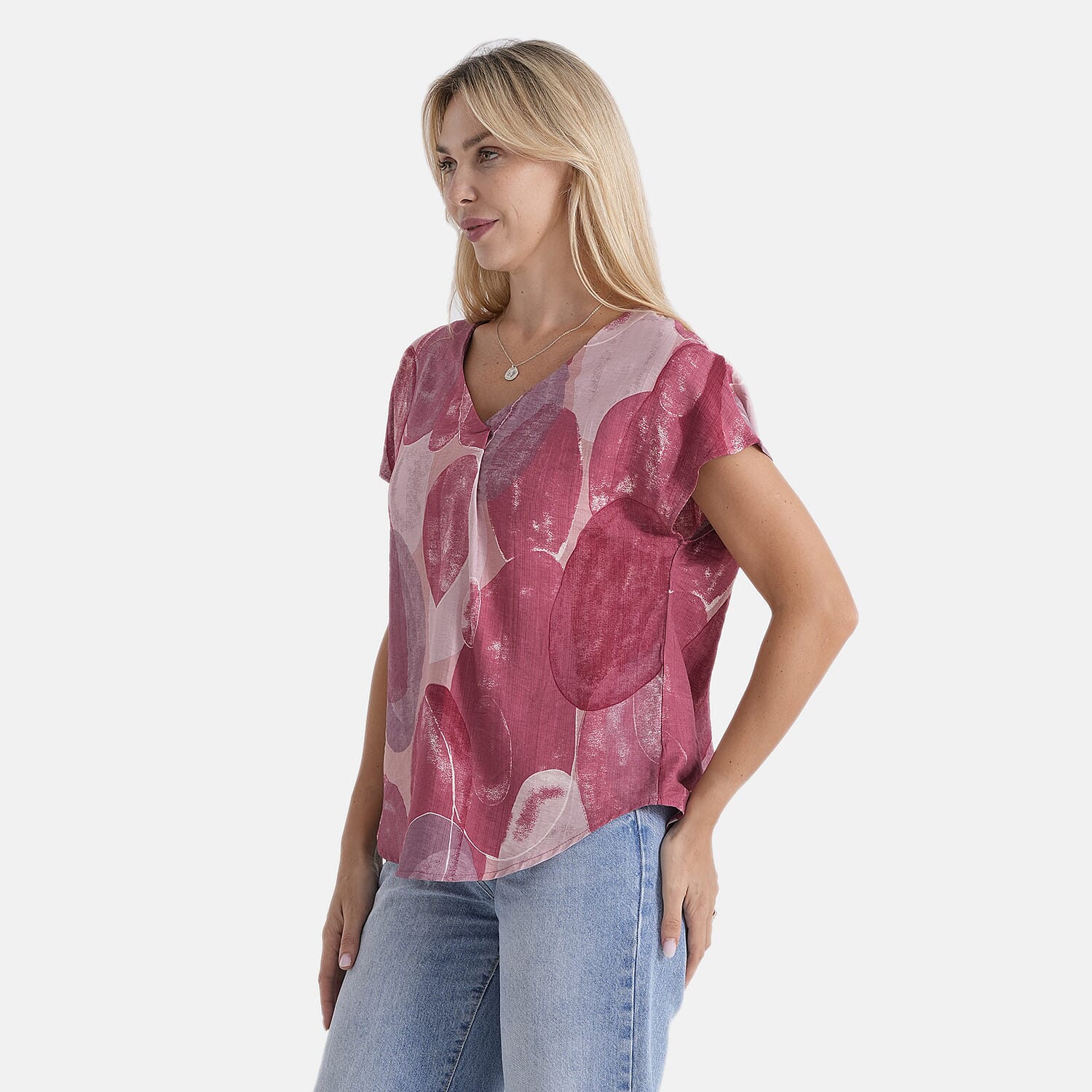 La Marey Patterned Blouse (Size - Medium) - Pink
