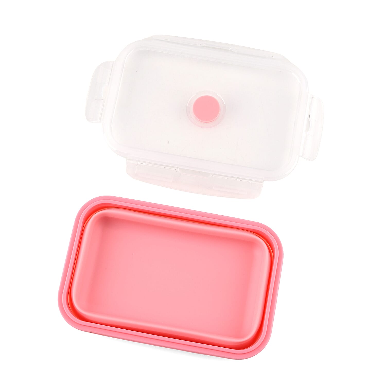 LIVMORE Set of 4 Food-Grade Silicone Collapsible Bowls (350ml-1200ml) - Microwave, Freezer & Dishwasher Safe Stackable Meal Prep Containers - Pink