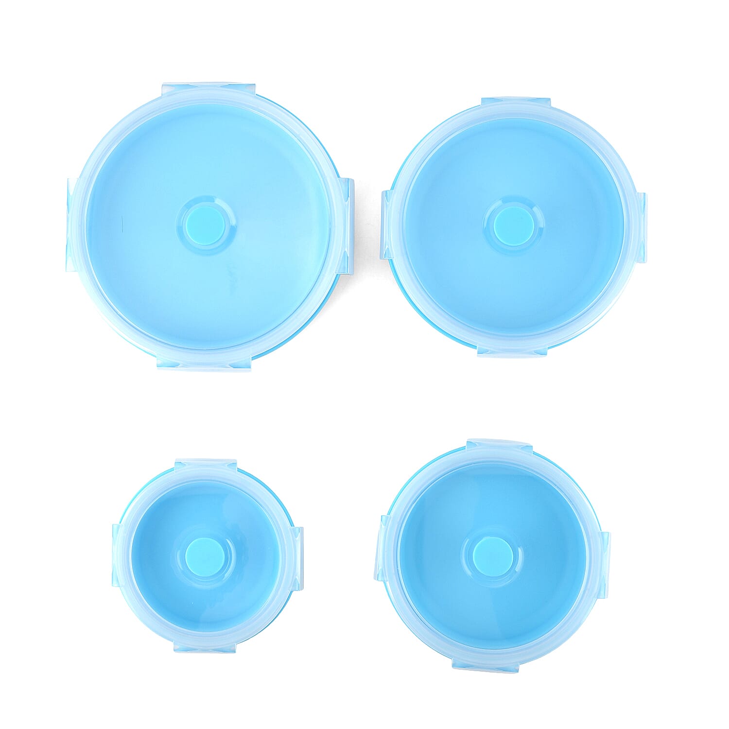 LIVMORE Set of 4 Food-Grade Silicone Collapsible Bowls (350ml-1200ml) - Microwave, Freezer & Dishwasher Safe Stackable Meal Prep Containers - Blue