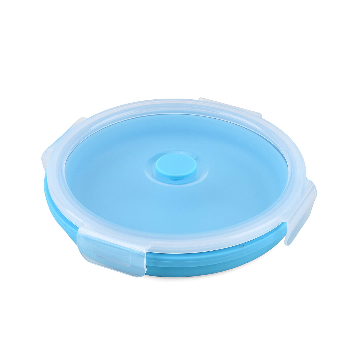 LIVMORE Set of 4 Food-Grade Silicone Collapsible Bowls (350ml-1200ml) - Microwave, Freezer & Dishwasher Safe Stackable Meal Prep Containers - Blue