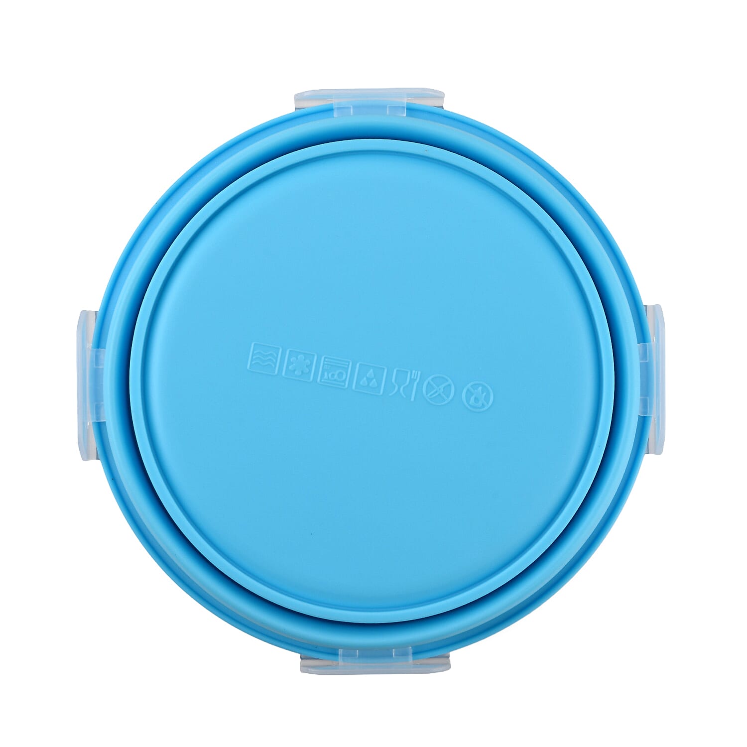LIVMORE Set of 4 Food-Grade Silicone Collapsible Bowls (350ml-1200ml) - Microwave, Freezer & Dishwasher Safe Stackable Meal Prep Containers - Blue