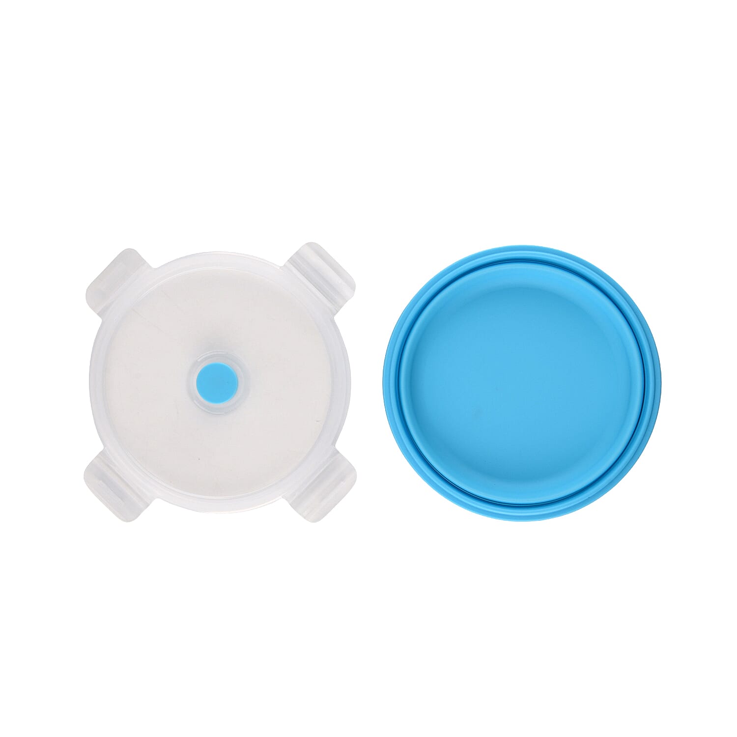 LIVMORE Set of 4 Food-Grade Silicone Collapsible Bowls (350ml-1200ml) - Microwave, Freezer & Dishwasher Safe Stackable Meal Prep Containers - Blue