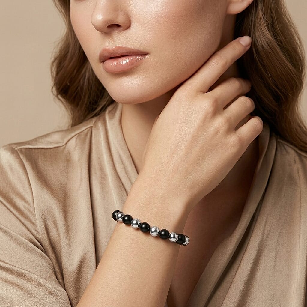 THE POWER OF SHUNGITE - Natural Shungite & Hematite Adjustable Bracelet 80.00 Ct.