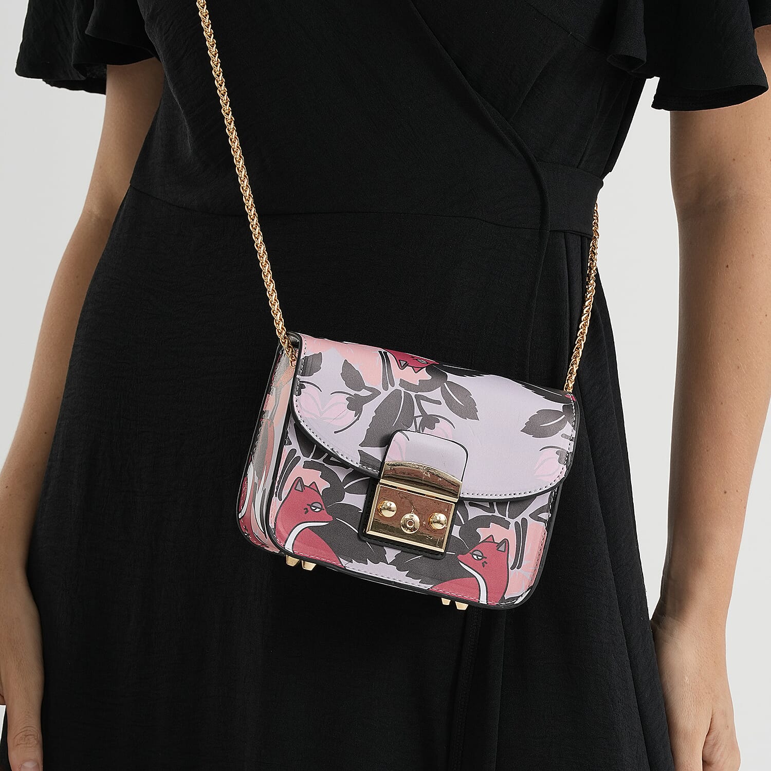 Designer Inspired -  Printed Shoulder Bag with Chain Strap