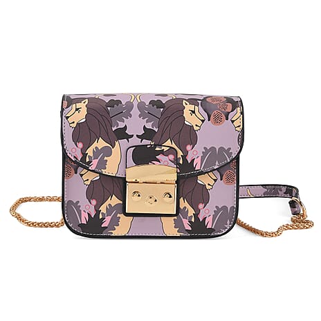 Designer Inspired -  Printed Shoulder Bag with Chain Strap