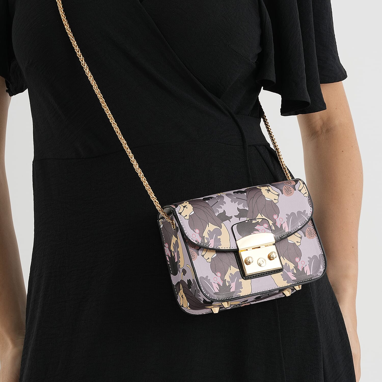 Designer Inspired -  Printed Shoulder Bag with Chain Strap