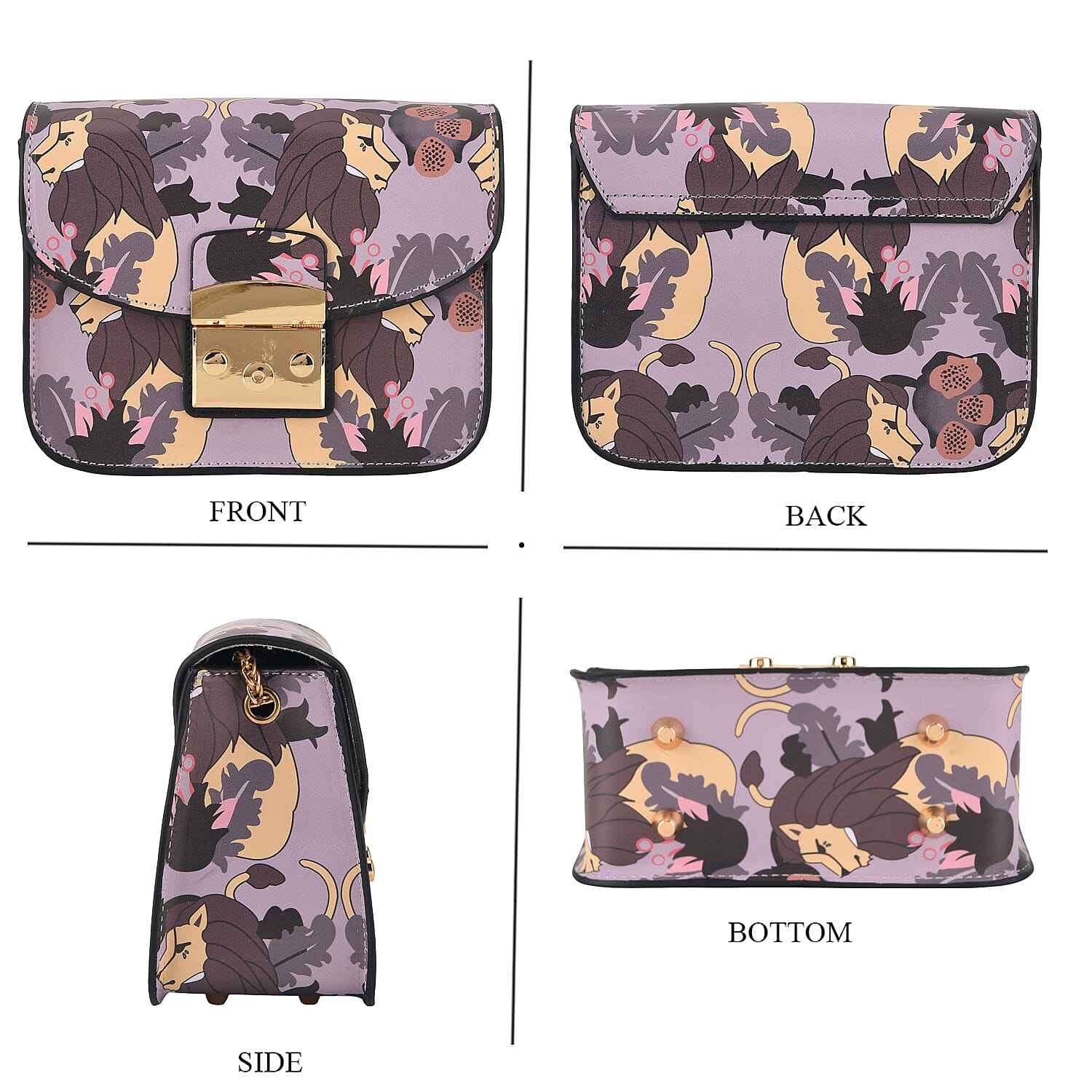Designer Inspired -  Printed Shoulder Bag with Chain Strap