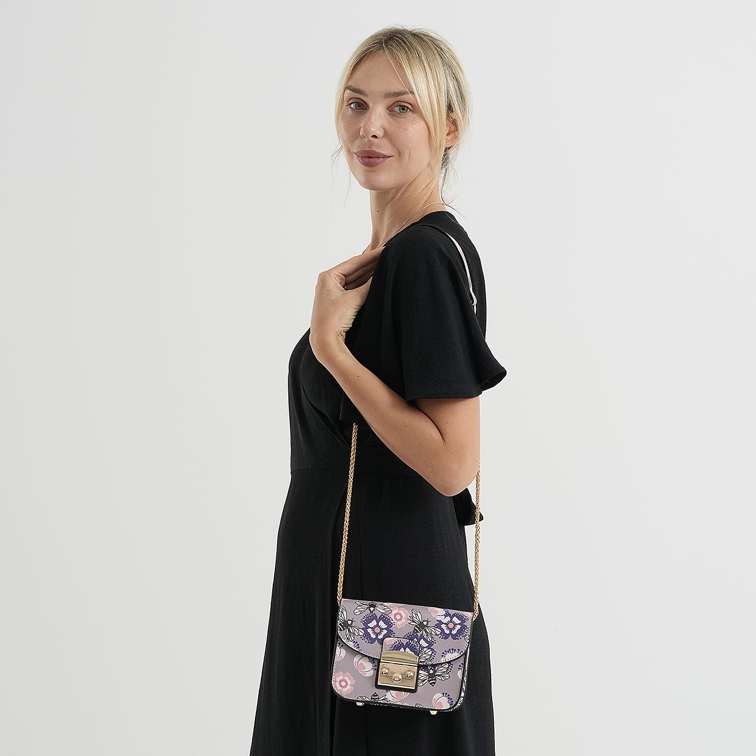 Designer Inspired -  Printed Shoulder Bag with Chain Strap