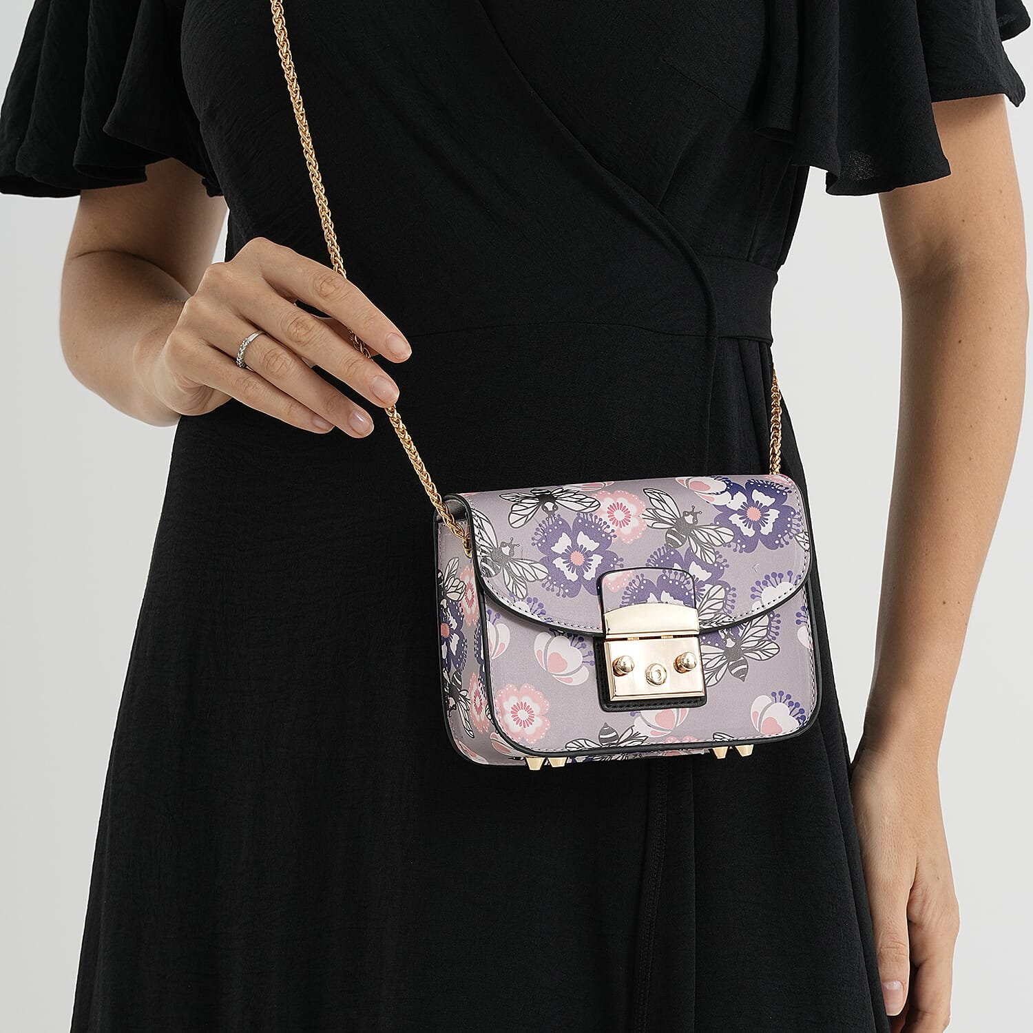 Designer Inspired -  Printed Shoulder Bag with Chain Strap