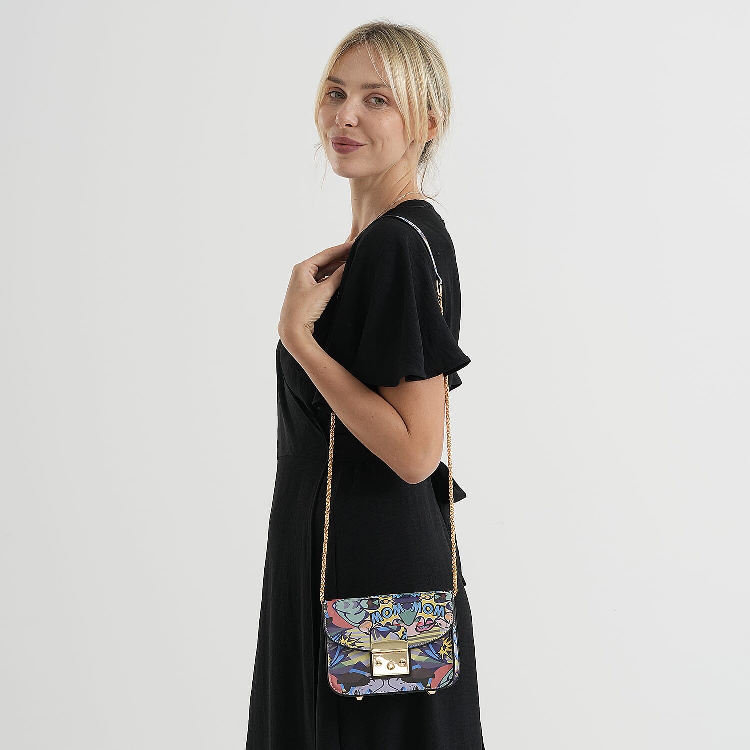 Designer Inspired -  Printed Shoulder Bag with Chain Strap