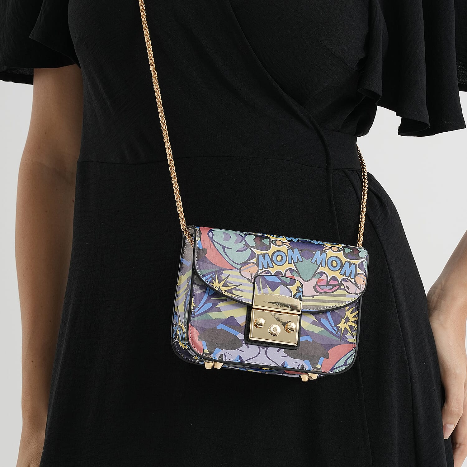 Designer Inspired -  Printed Shoulder Bag with Chain Strap