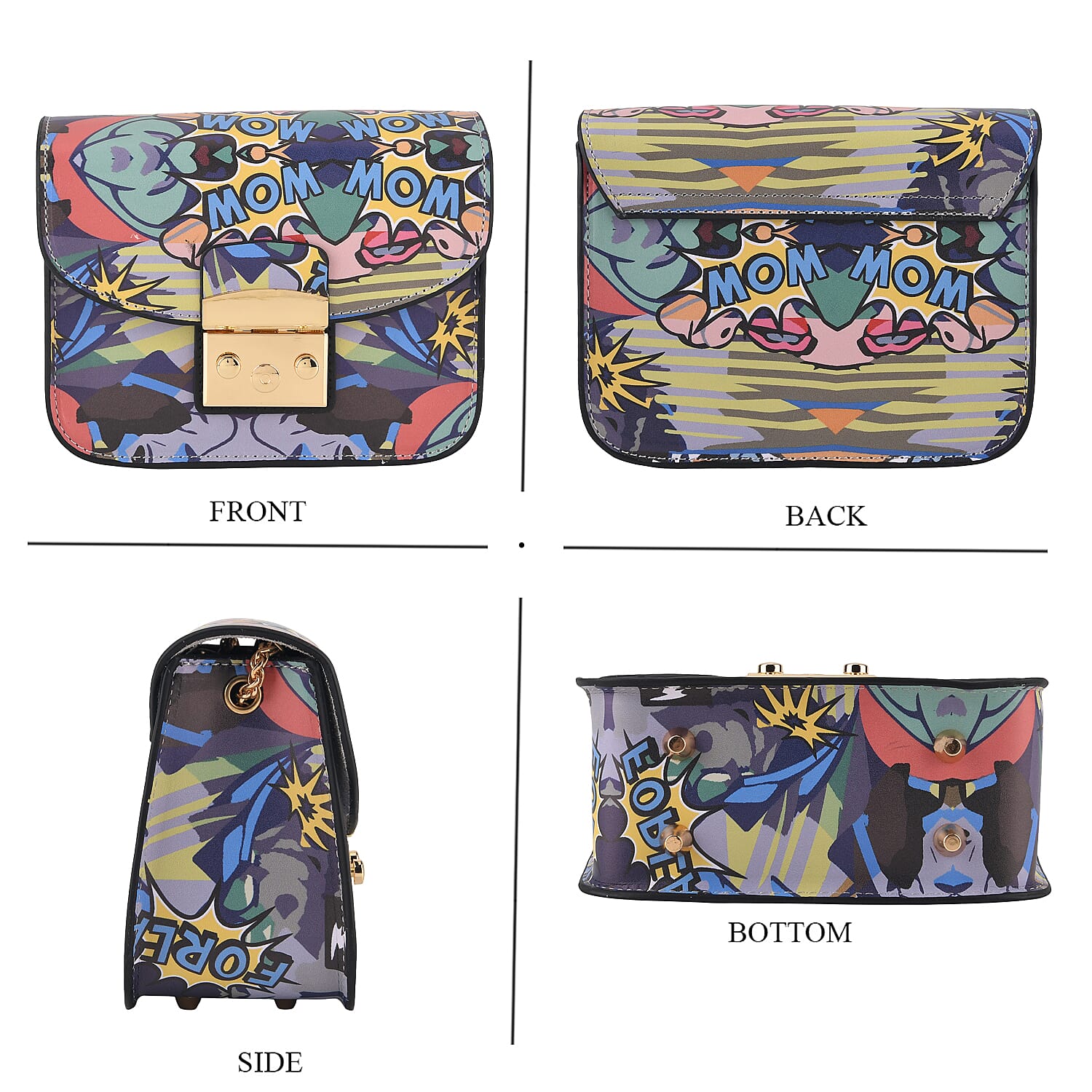 Designer Inspired -  Printed Shoulder Bag with Chain Strap