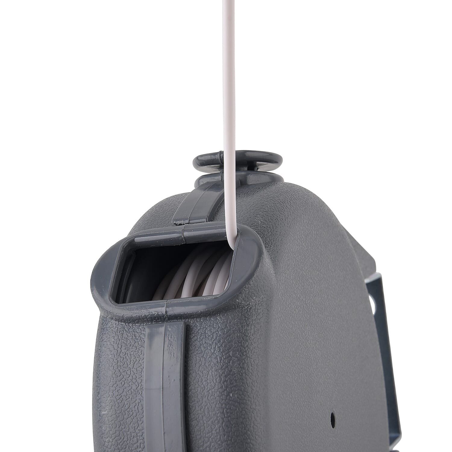 15m Retractable Clothesline Wall-Mounted Washing Line Kit with 12 Wooden Pegs - Fixings - Grey