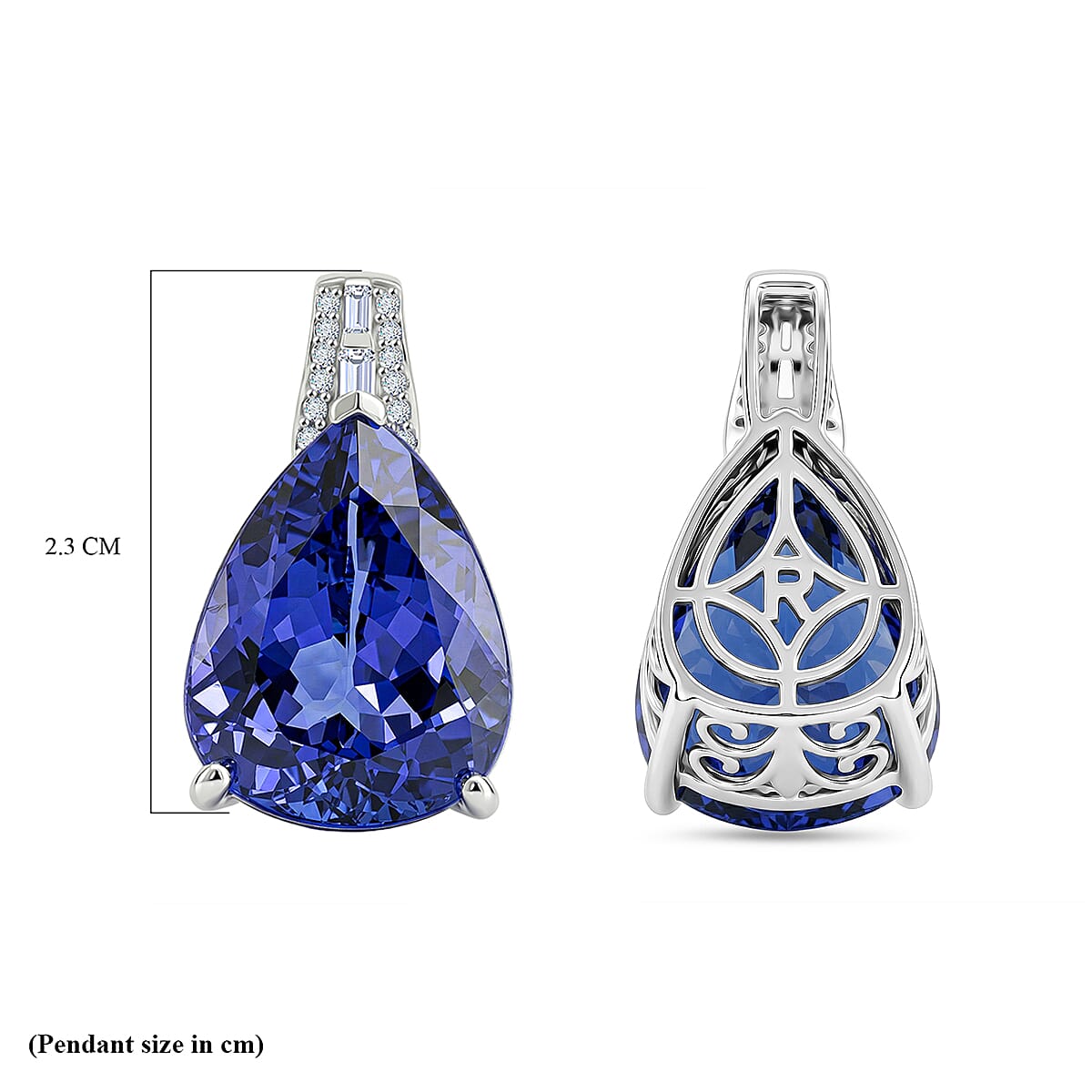 Rhapsody - 950 Platinum AAAA Tanzanite & VS-E-F White Diamond Solitaire Pendant 11.38 Ct, Platinum Wt. 4.14 Gms